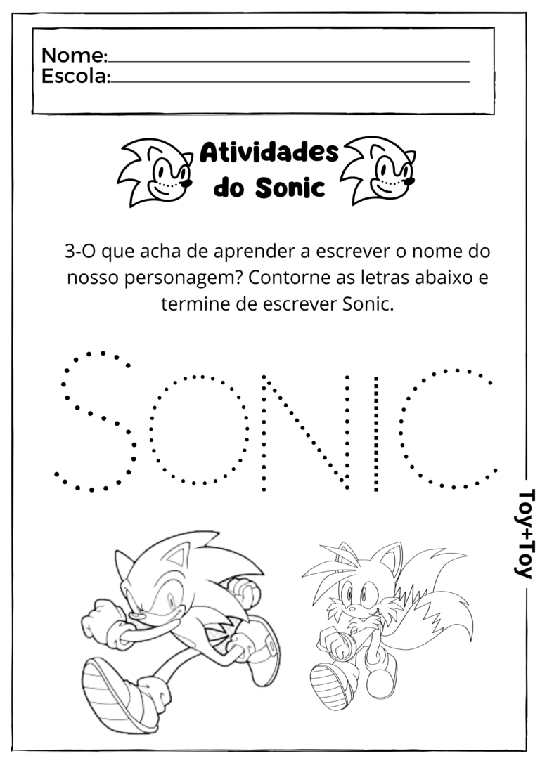 Atividades Sonic - TOY + TOY