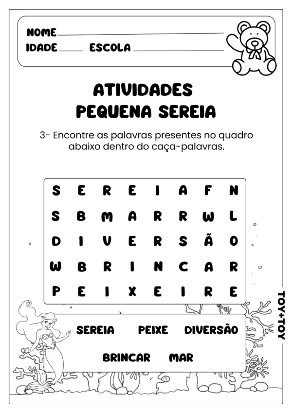 Atividades Pequena Sereia - TOY + TOY