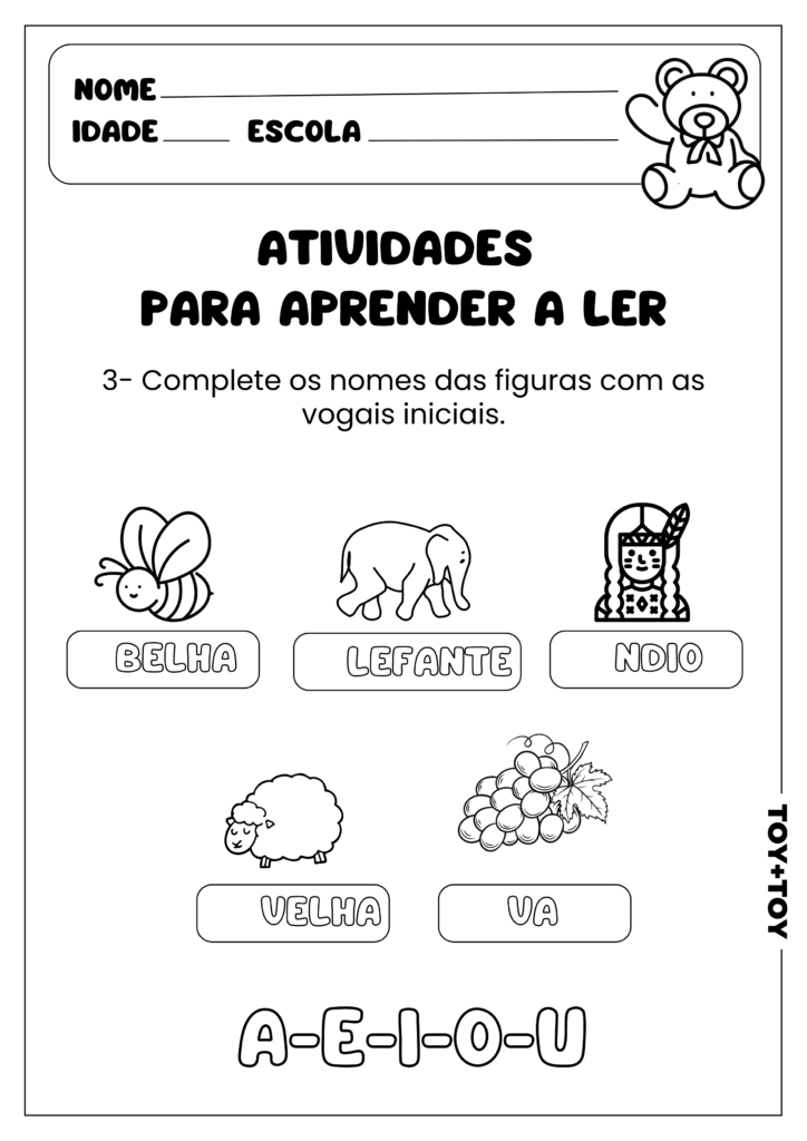 Complete as palavras - Ler e Aprender