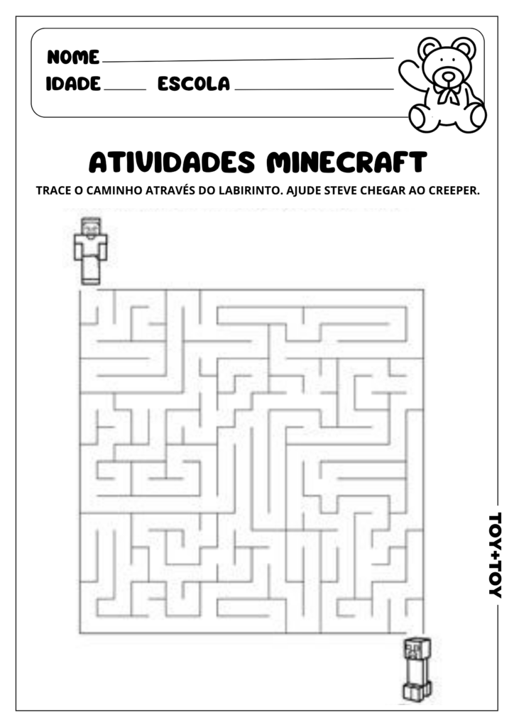 atividade minecraft