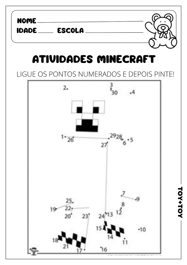 atividade minecraft