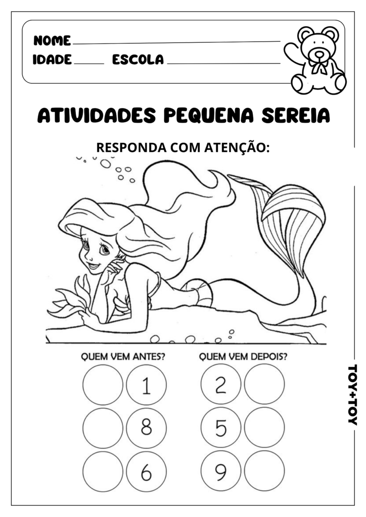 atividade pequena sereia