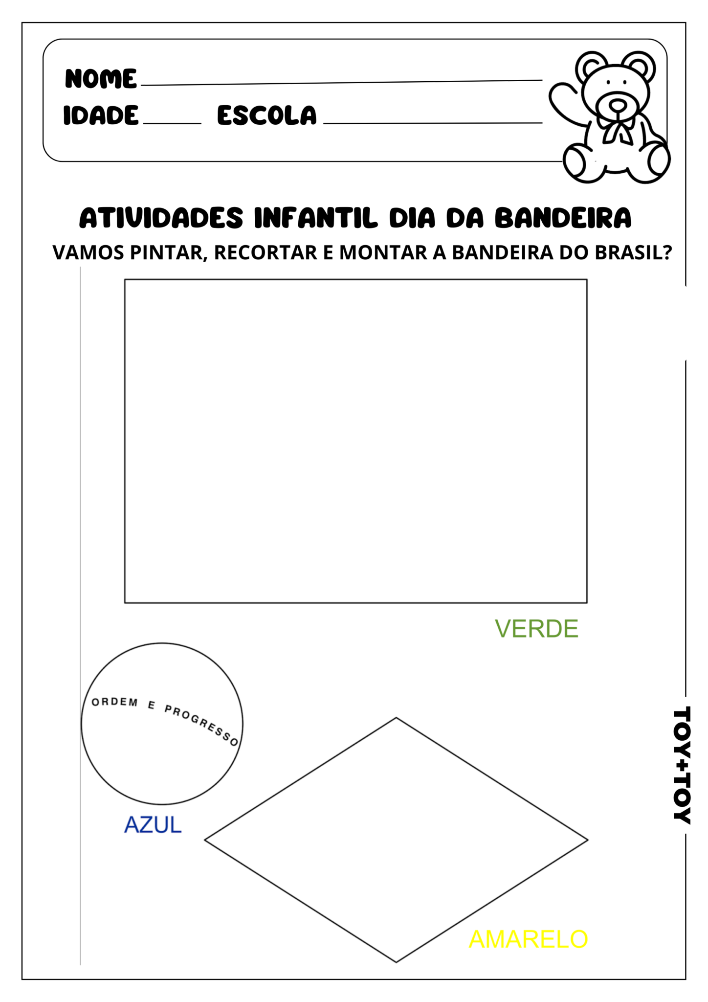 Atividades Infantil Dia da Bandeira - TOY + TOY